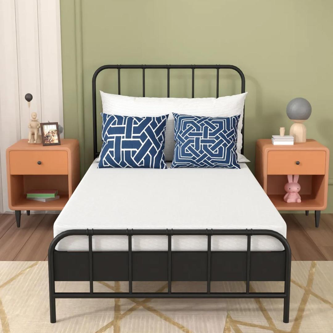 Twin Mattress 5 inch Memory Foam Mattress with CertiPUR-US Certified for Cool Sleep & Pressure Relief, Medium Firm Bed Mattress with Washable Cover, White, Twin Size, Twin Mattress for Bunk Bed