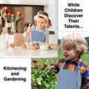 Kids Aprons for Cooking Waterdrop Resistant Aprons for Girl & Boy Toddler Apron for Painting, Gardening, Baking, Smock (Plaid Navy Blue, Medium (6-10 years)