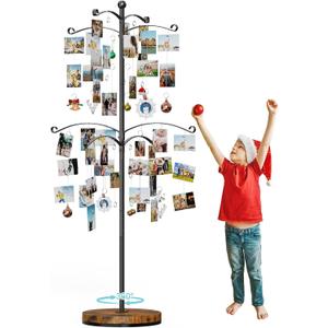 Miratino 5FT Family Tree,Party Photo Display Tree, Picture Holder Stand,90 Clips Holder for 4x6, 5x7 Picture Polaroid Frames Hanging & Card Tree Holders (Black)