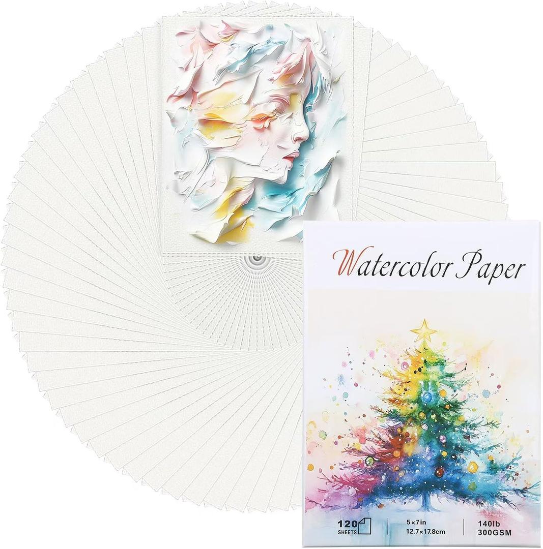 Ddaowanx 120 Sheets Watercolor Paper Bulk,140 lb/300 GSM Cold Press Paper White Water Color Paper for Kids Child Students Adults Artists Drawing,Painting Christmas Gift Cards (9 x 12 Inches)