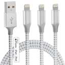 iPhone Charger 3pack 10FT Apple MFi Certified Long Lightning Cable Fast Charging Nylon Braided USB Charging Cable High Speed Transfer Cord for iPhone 14 13/12/11 Pro Max/XS MAX/XR/XS/X/8/7/Plus/6S (Silver&Grey)