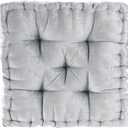Intelligent Design Azza Floor Pillow, Large Cushions Sitting for Adults, Floor Pillow for Meditation or Yoga, Lustrous Chenille Tufted with Scalloped Edges for Bench/Chair Cushion, 20"x20"x5" Grey