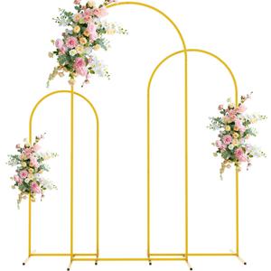 Wokceer Wedding Arch Backdrop Stand 6FT, 5FT, 4FT Set of 3 Gold Metal Arch Stand for Wedding Ceremony Baby Shower Birthday Party Decor