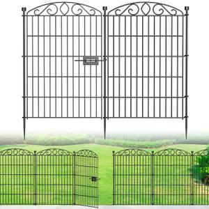 12 Panel Garden Fence with Gate - 36in H x 24.1 ft L, No Dig Rustproof Metal Tall Animal Barrier for Dogs Rabbits, Decorative Outdoor Border for Yard, Patio, and Flower Beds
