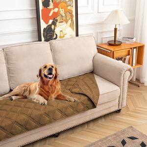 fuguitex Waterproof Dog Blanket Reversible for Small Dogs Resistant Leakproof Washable Couch Cushion Bed Protector Cover for Indoor Furniture Pet Friendly30"*90",Brown+Brown