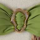 QJQ Women's Bandeau Swimsuits Strapless Tie Back Bikini Sets High Cut Cheeky 2 Piece Bathing Suit Swimwear (Green, M)