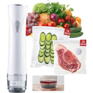 Vacuum Sealer For Food,Handheld Vacuum Sealer with 34 Reusable Bags,Powerful Liquid Vacuum Sealer Machine,Portable Food Vacuum Saver,Preservation Of Fruits,Vagetables and Meat
