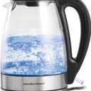 Hamilton Beach 1.7L Electric Kettle, Water Boiler & Heater, LED Indicator, Built-In Mesh Filter, Auto-Shutoff & Boil-Dry Protection, Cordless Serving, Clear Glass (40864) (1.8 Quarts)