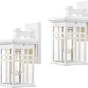 zeyu 2 Pack Outdoor Porch Lights Wall Mount - Modern Outside Lights for House Die-Cast Aluminum with Clear Glass Shade, White Finish, 20068B1-2PK WH (Medium)