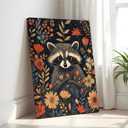 Raccoon Art Print Canvas Wrapped Painting, William Morris Style Retro Mid Century Botanical Victorian Dark Academia Gothic Decor Gallery 10b (Raccoon, 20"L x 16"W CANVAS, Wrapped Canvas)