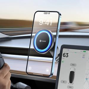 VICSEED Tesla Phone MountStrongest Magnet PowerMagSafe Car Mount for Tesla Model 3 Model Y, Foldable Hidden Tesla Phone Holder Fit for All Phone, Tesla Model Y Accessories Tesla Model 3 Accessories