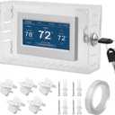 Universal Thermostat Lock Box Cover with Key, LargeThermostat Cover with Lock for Thermostat on Wall, Thermostat Guard, Thermostat Cover(Clear, Size:7.3 * 4.7 * 2.2inch)