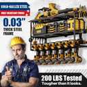 26''W Power Tool Organizer Wall Mount | 200lbs Garage Storage Rack with 7 Cordless Drill Holder | 3-Tier Heavy Duty Utility Shelf for Battery Workshop Organization