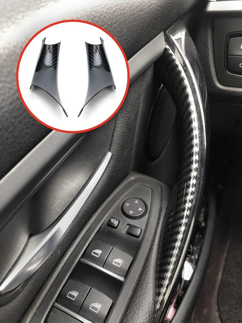 Gelunxin Door Pull Handle Cover for BMW 320,328,330,335,M3 2012-2018 & BMW 428, 435,M4 2014-2017 (Left Front+Right Front, Carbon Fiber)