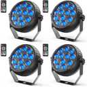 Rechargeable Stage Lights, 2200mAh Battery Powered LED Par Lights with Remote & Sound Activated, 12 RGB Portable Uplights for Events Wedding Party Club Concert Indoor 4Packs