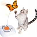 Interactive Cat Toy for Indoor Cats, Automatic Rotating Butterfly Feather Wand, Self Play Electric Cat Toy for Exercise & Mental Stimulation, Quiet Energy-Saving, AA Battery Operated