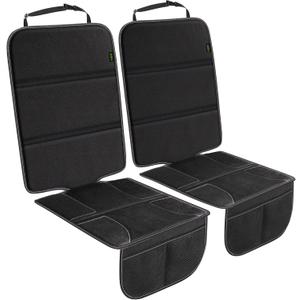 PIDO Car Seat Protector for Child Car Seat, 2 Pack Carseat Protector with Thick Padding and Storage Pockets, Waterproof Protection Cover Mat for Vehicle Leather Upholstery