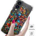 Compatible with Samsung Galaxy S25 Edge Cases with Design, Cute Transparent Phone Case for Women Girls Girly with Heavy Duty Protective Bumper (Clear Tree Colorful Leaves)