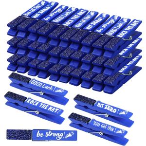 Kigeli 30 Pcs Spirit Clips Cheer Pins Cheerleader Gifts Clothes Pins for Backpacks Competition Glittered for Team Cheer Gifts Stuff Supplies Party Favors Accessories Bulk(Blue,Shiny)
