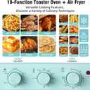 Novaspark Air Fryer Toaster Oven Combo, Retro Convection Oven Countertop,16QT Small Toaster Oven, 4-slices or 9" Pizza,Bake,Toast,Broil, Air Fry, Rapid Heating Mini Conventional Oven, Non-Stick, Blue