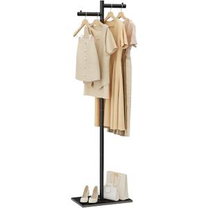 Free-standing Metal Coat Racks, Modern Garment Rack, Z-shaped Coat Tree with Natural Rock Base, for Bedroom, Office, Hallway, Entryway, Living Room, 175cm, Blackness