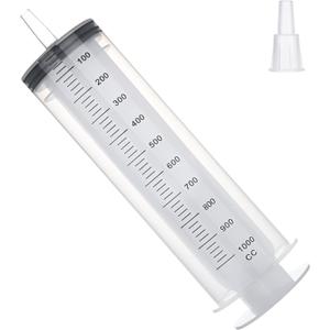 1000mL Syringe for Liquid, Large Plastic Syringe with Tip Adapter, Individual Sterile Sealed for Scientific Dispensing, Paint, Watering, Oil