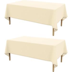 2 Pcs Textured Linen Table Cloth for Rectangle Table - 196"×52"   Inch Cloth Tablecloth Rectangular Waterproof Washable Fabric Dining Table Cover for Christmas Holiday Party Kitchen Decor