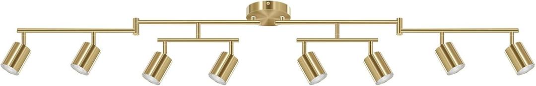 AUQUEE 8 Light Track Lighting Fixtures Ceiling, Gold Kichen Track Lighting Fixtures, Rotatable Light Heads, Adjustable Modern LED Track Lights for Kitchen/Hallway, No GU10 Bulb