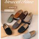 LONSOEN Kids Slip-On Loafers, Synthetic Suede Moccasin Driving Shoes, Non-Slip Rubber Outsole Lightweight Casual/Dress Boat Shoes for Boys & Girls, 27
