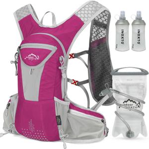 Hydration Pack Backpack, Lightweight Water Backpack with 2L Leakproof Hydration Bladder Daypack for Men Women,Running Hydration Vest for Outdoor Trail, Pink
