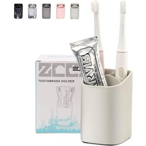 ZCCZ Toothbrush Holder for Bathroom - Electric Toothpaste Organizer for Countertop - Cup Stand for Razor, Makeup Brushes, Pencil, and Accessories - Gray