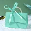 Motoeye 10PCS Green Pearl Paper Gift Boxes with Ribbon, Elegant Wedding Favor Boxes for Bridesmaid Gifts, Bridal Shower, Baby Shower, Birthday Party and Special Occasions, L