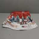 Barneova Red Christmas Tablecloth Round 60 Inch Winter Snowflake Snowman Decoration Outdoor Table Cloth Christmas Trees Red Outdoor Table Cover for Dining Kitchen Holiday Party Picnic Home Decor