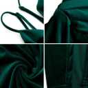 Missufe Women's Sleeveless Spaghetti Strap Wrap V Neck Bodycon Ruched Slit Midi Party Cocktail Velvet Dress (Green, M)