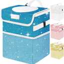 BAOGCOYO Car Trash Can for Car, Cute Mini Car Trash Bag with Lid, Glitter Car Garbage Can Bin Hanging for Back/Front Seat/Console, Waterproof, Leakproof, 2.5 Gallon, Blue Bling Sparkly