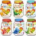 MAPDTWO 36 Packs Dinosaur Valentines Day Cards for Kids - Dinosaur Kids Valentines Day Cards for School Classroom Party Favors - Dino 3.7''x 5.3'' Mason Jar Card Exchange (Candy Not Included)