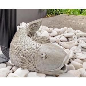 Real Fish Sculpture Gutter Diverter Rain,Eco-Friendly Resin Gutter Extender Diverter,Deco Gutter Extension Downspout, Splash Block, Perfect Rain Gutter Downspout Extension for 3"x4" Downspouts (White)