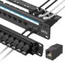 Jadaol [UL Listed] 24 Port Patch Panel Rackmount or Wall Mount 19-Inch, 1U Cat 6 Network Panel Preloaded with 24 Keystone Couplers Plus 1 Spare, 10Gbps Ethernet Panel with Cable Management & Back Bar