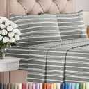 Full Size 4 Piece Sheet Set - Comfy Breathable & Cooling Bed Sheets Set - Hotel Luxury Bedding for Women, Men, Kids, Teens, Boys & Girls - Deep Pockets, Soft, Wrinkle Free - Oeko-Tex - Grey Stripes 3