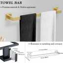 BOZWELL 5 Piece Light Brushed Gold Stainless Steel Towel Bar Set, 23.6 inch Square Bathroom Hardware Accessories Set,Wall Mounted Towel Racks for Bathroom with TP