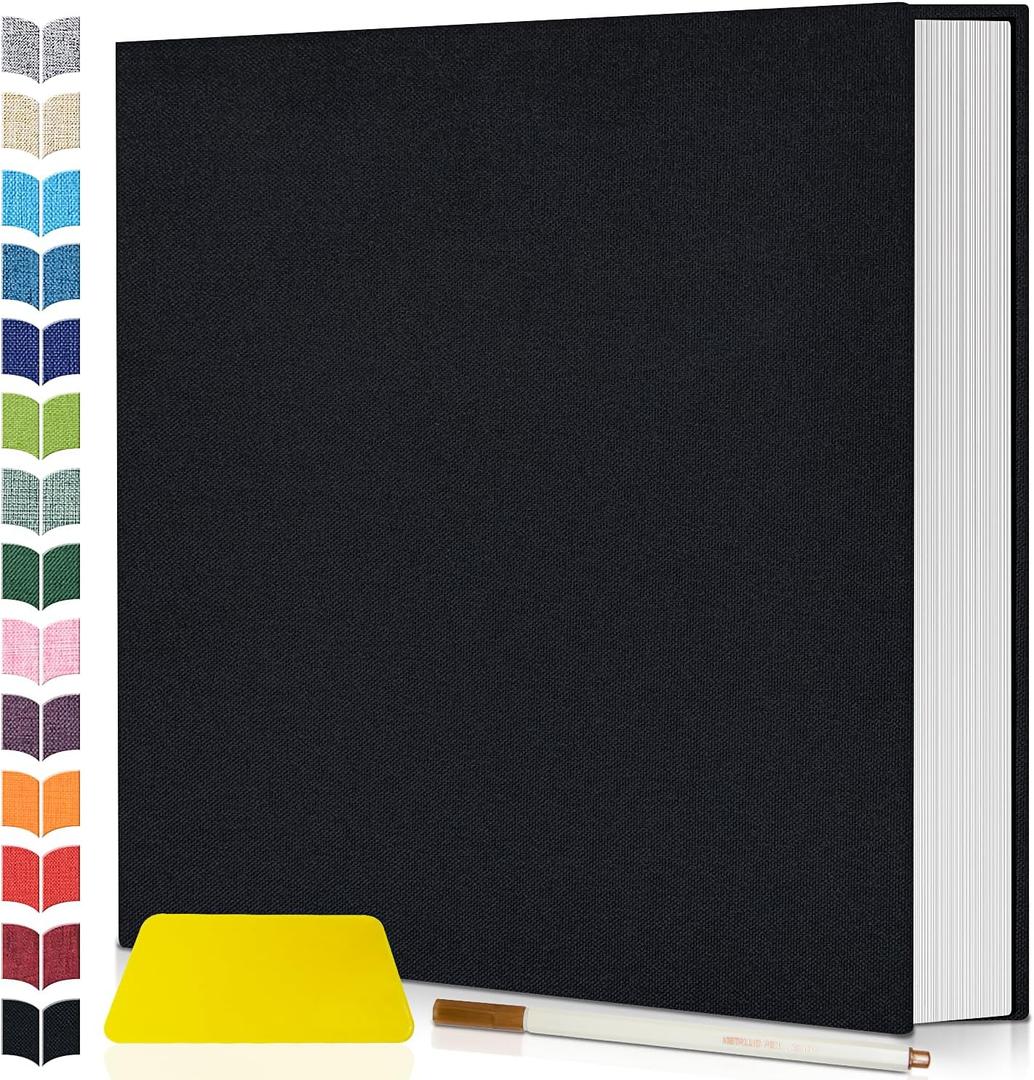 Artfeel Photo Album Self Adhesive Scrapbook,Large Photo Book for 4x6,5x7,8x10 Pictures,DIY Album for Baby Wedding Family Travel Birthday,with Metallic Pen and Scraper