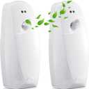 Maxcheck Automatic Air Freshener Spray Dispenser 2 Pack Wall Mounted Free Standing Restroom Air Freshener Battery Operated Automatic Sprayer Dispenser for Home Bathroom Commercial Time Scent(White)
