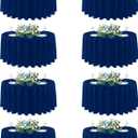 sancua Round Tablecloth 90 Inch Diameter, 8 Pack - Circle Polyester Fabric Table Cloth for Wedding Party Reception Banquet Birthday, Washable Formal Table Cover (Fit 30-72 Inch Tables), Navy Blue