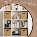 Newtay 4 Pcs Wicker Storage Baskets 13 x 13 in Cube Storage Bin Organizer Camel Square Foldable Wicker Baskets for Shelves Organizing Decor Laundry Pantry Toys