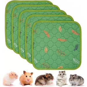 Sunheir Washable Pee Pads for Small Pet 5-Pack, Reusable Pet Training Pads Absorbent & Leak-Free, Waterproof Pee Pads for Dog Cat Rabbit Guinea Pig Hamster, Whelping Pad (Leaves - Green, 12x12)