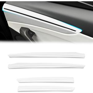Front & Rear Door Panel Trim Cover Compatible with Tes-la Model Y 2025 2026 Refreshed Juniper, [Matte White] Door Inner Armrest Panel Cover Decorative Accessories, 4 PCS