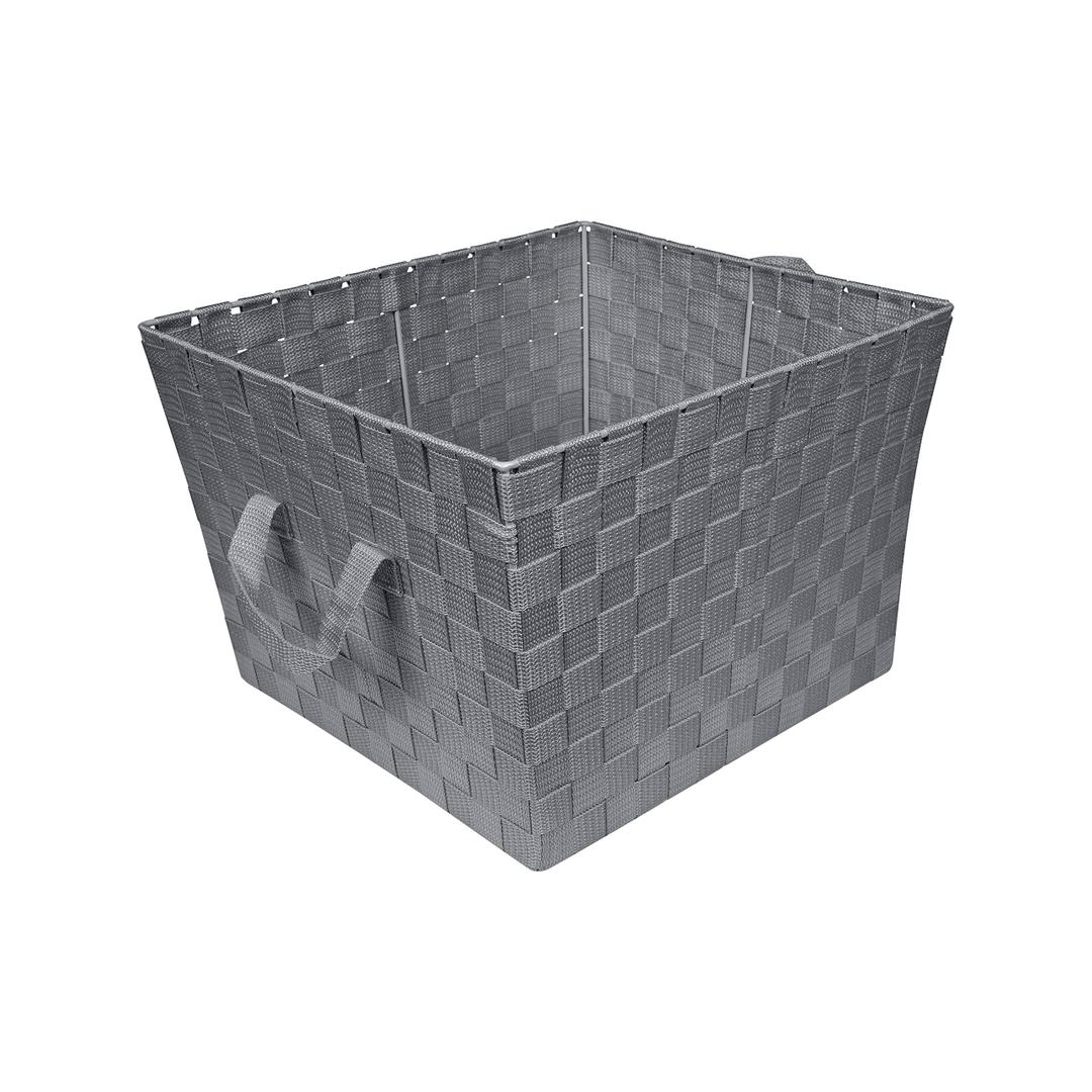 Simplify Large Woven Strap Tote | Decorative Storage Basket | 2 Handles | Organization | Closet | Bedroom | Bathroom | Nursery | Accessories | Toys | Gifts | 1 Pack | Grey