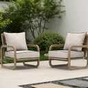 22x22 Outdoor Chair Cushions Set of 2, Waterproof Deep Seat Cushions for Patio Furniture with Removable Cover,Fade Resistant 4'' Outdoor Seat Cushion with Ties Handle for Sofa Couch,Cream Black Piping