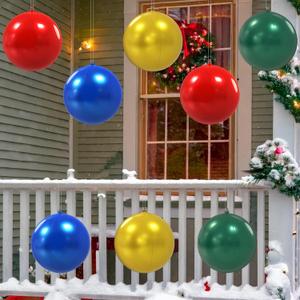 SEETOHOME 8 PCS Outdoor Christmas Decorations, 12 Inch Large Inflatable Christmas Ornaments Balls Outdoor for Front Door, Yard, Lawn, Porch, Garden or Window Decoration