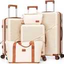 Cosbarn 5 Piece Luggage Sets with Spinner Wheels, Hardshell ABS Suitcase Set with Tsa Lock, Lightweight Hardside Waterproof Travel Suitcases for Men Women, White (20"/24"/28")